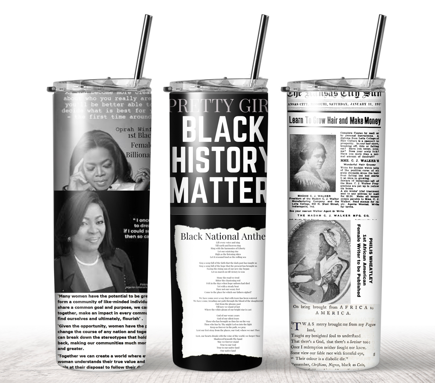 Pretty Girl Black History Matters Sublimation Tumbler