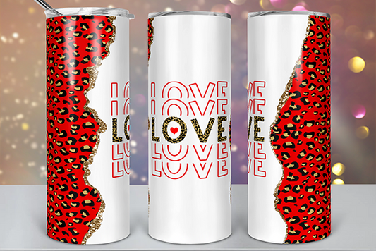 Red Love/Leopard Sublimation Tumbler