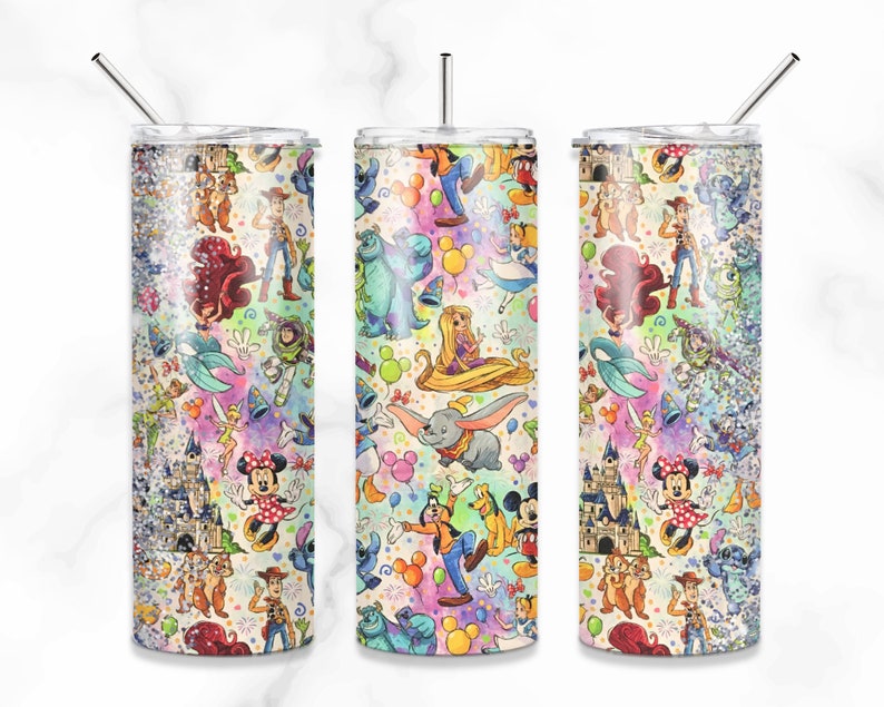 Cartoon Princess, mouse, duck, magic kingdom Sublimation Tumbler