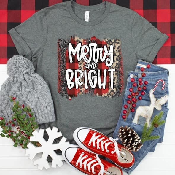 Merry and bright shirt, Christmas women's shirt, Merry Christmas women's shirt, women's buffalo plaid shirt, women's gift