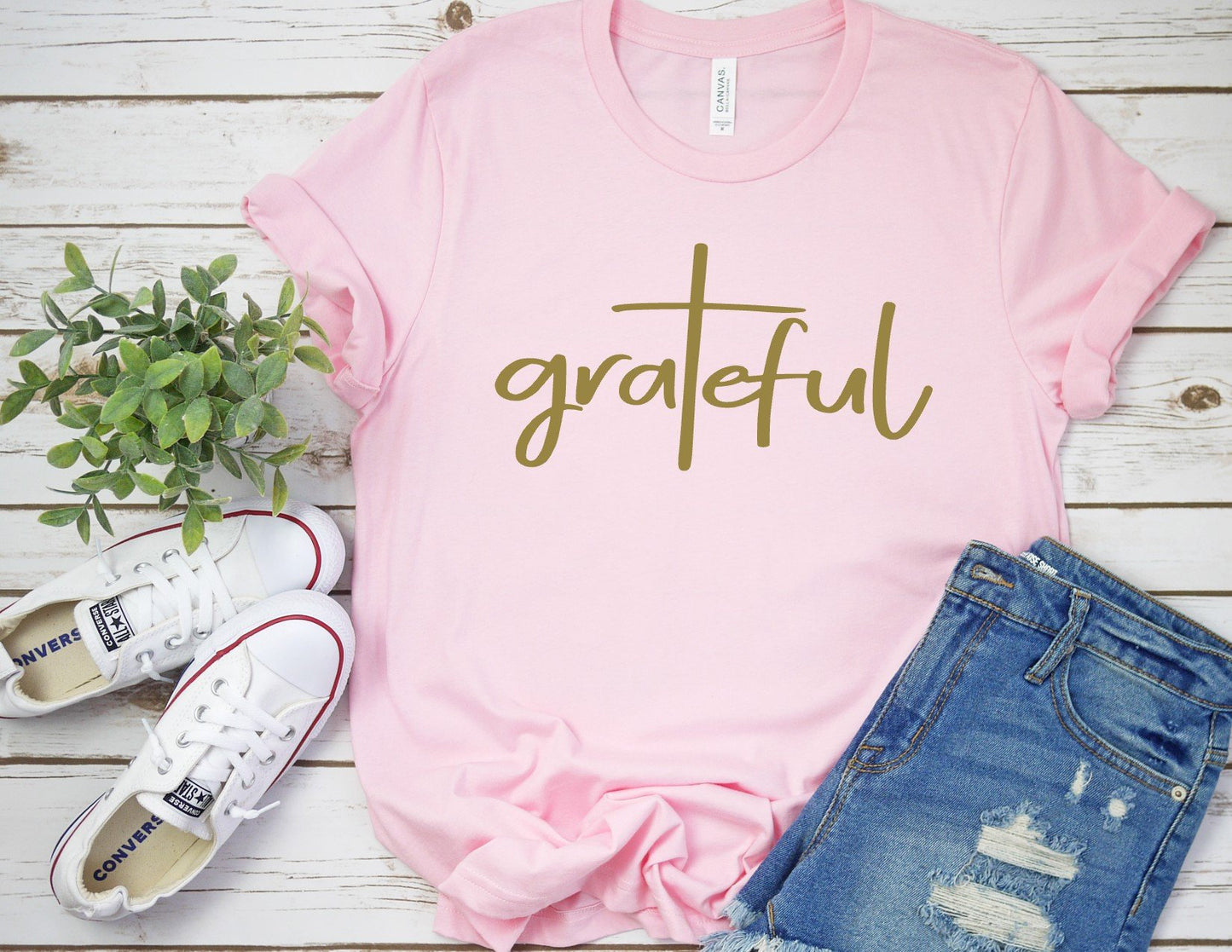 Grateful Shirt, Christian Shirt, Grateful Tshirt, Inspirational Shirt, Thankful Grateful Blessed, Women's Grateful Tee, Cross Tee, Religious