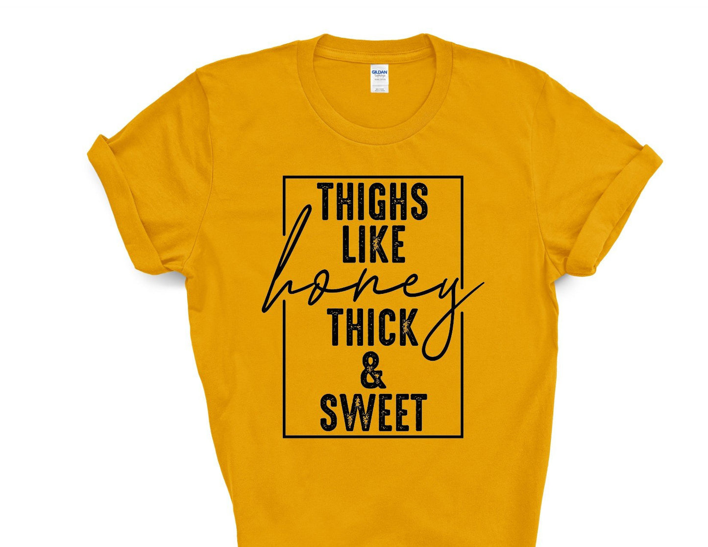 Thighs Like Honey Thick and Sweet Shirt - Womens shirt with sayings - Funny Tank - Womens Workout Tank Top Tee Shirt - Squat - Graphic Tee