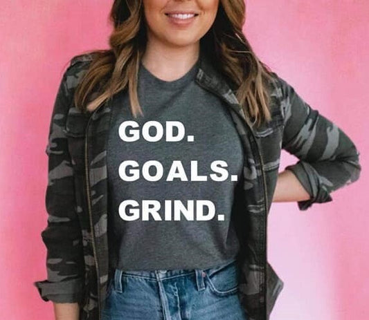 God Goals Grind t-shirt, Entrepreneur, Boss Lady,  Faith, God Driven, Ambition shirt