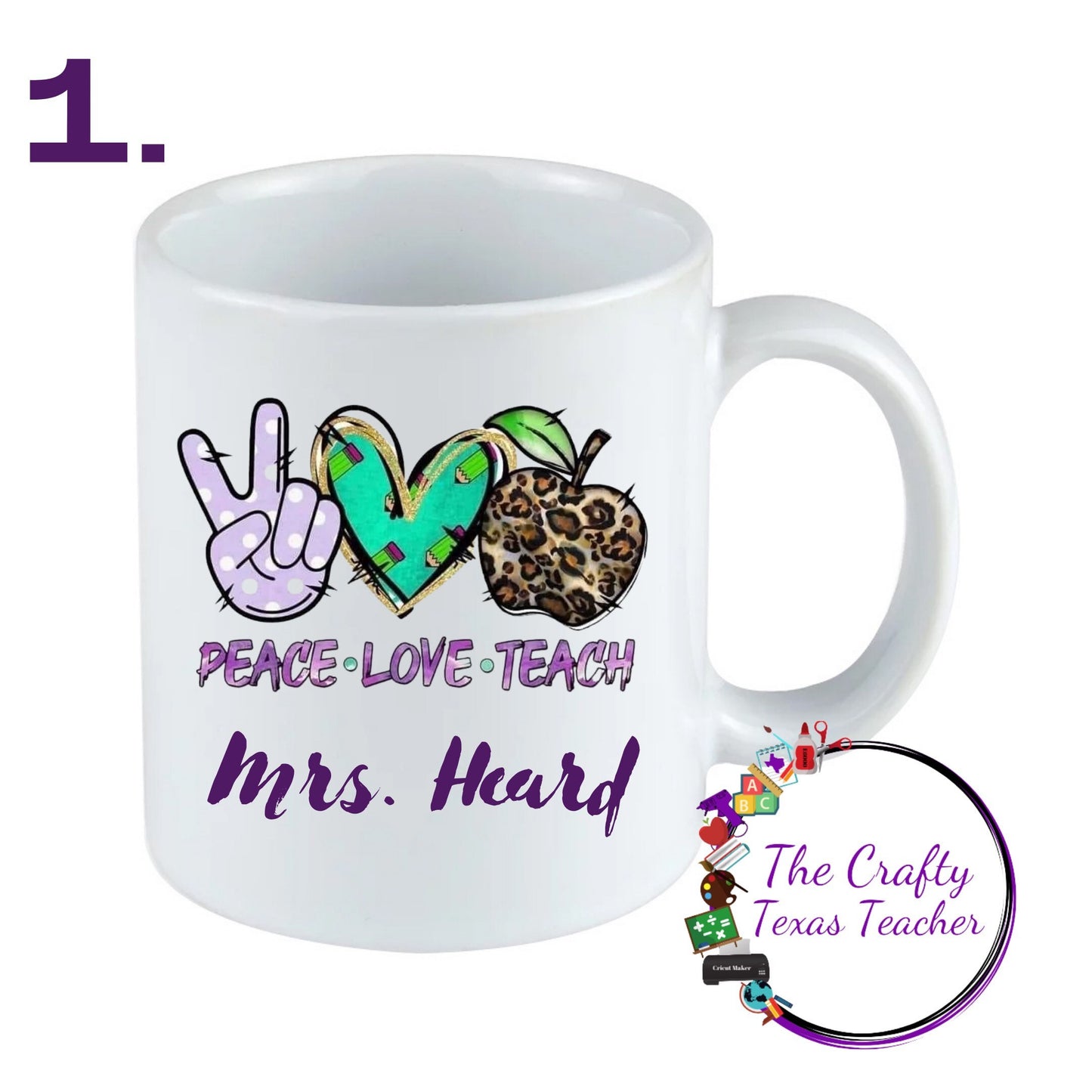 Peace Love Teach Mug, Teacher Coffee Mug from Student, Teacher Gifts, Teacher Appreciation Gift, Personalized Teacher Gifts, Teacher Cup